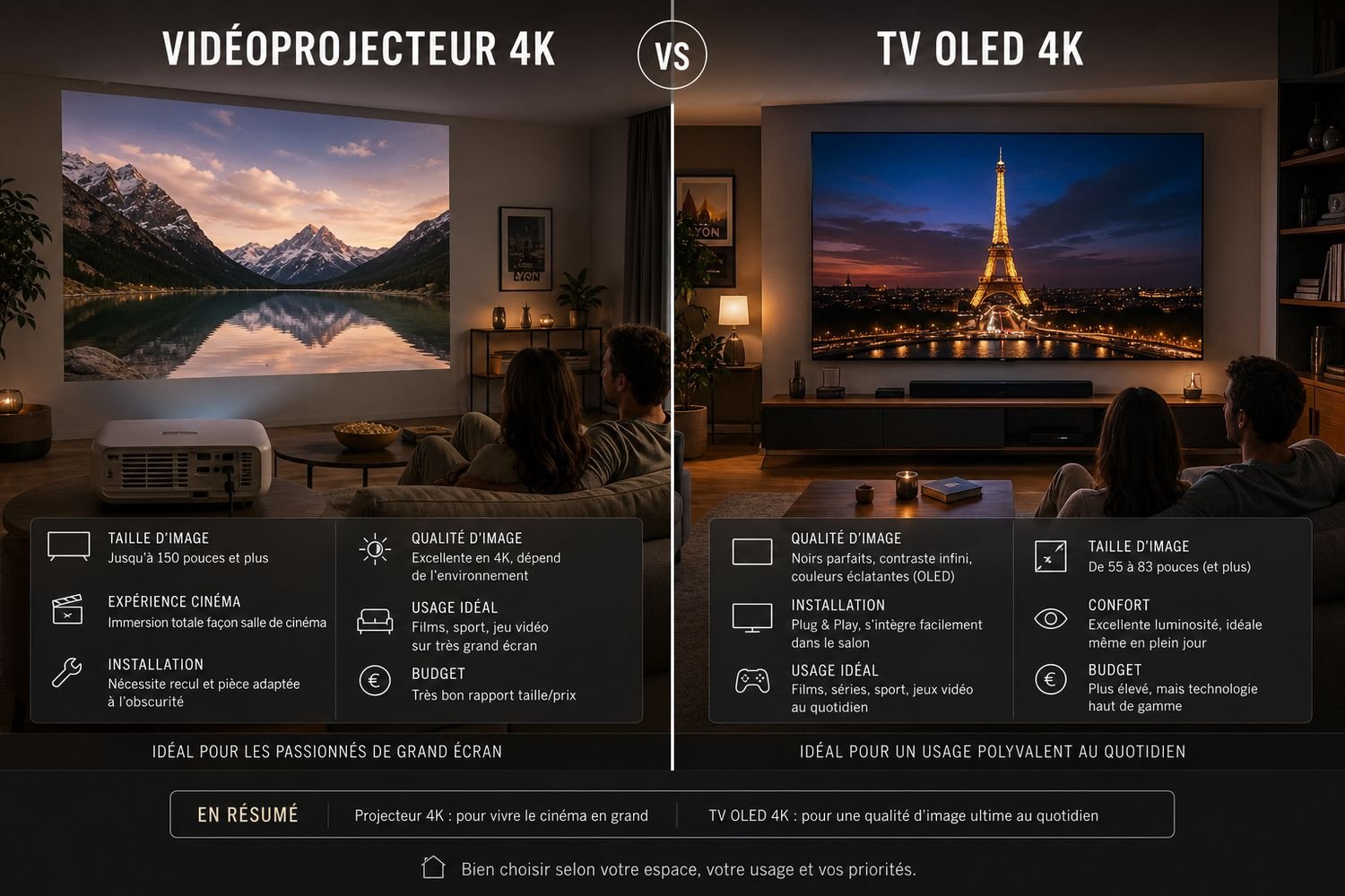 Vidéoprojecteur 4K vs TV 4K comparaison France